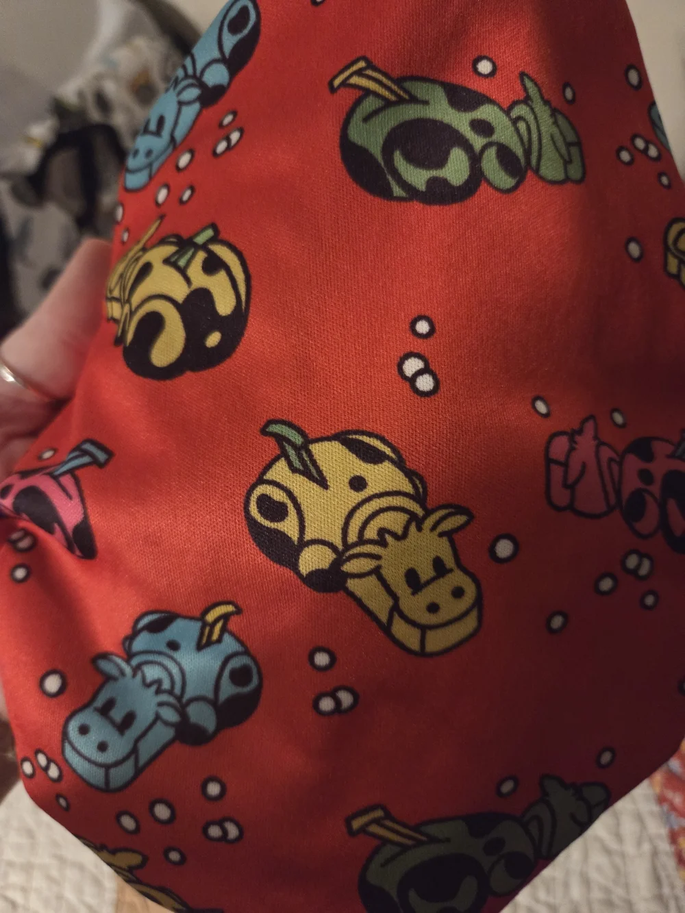 Kinder Red Reusable Kid Cloth Diaper Cover Unused Hungry Hippo As Cow Game Print
